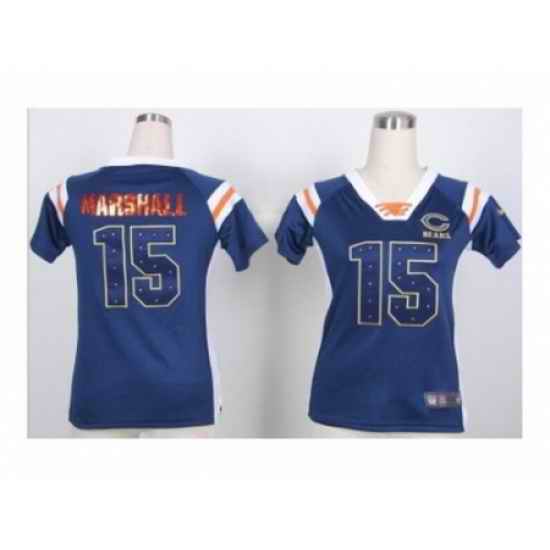 Nike Women Jerseys Chicago Bears #15 Brandon Marshall blue[fashion Rhinestone sequins]